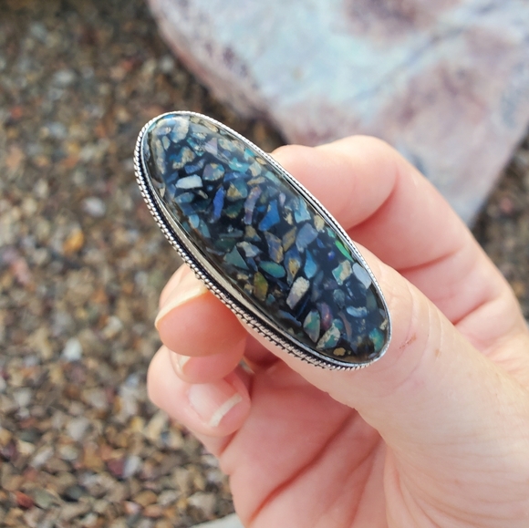 New Amazing Copper Ethiopian Opal 925 Silver Statement Ring. - Picture 9 of 16